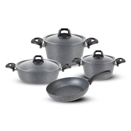 Mycook 7 Parça Gri Renk 2.50 mm Granit Kaplama Tencere Seti