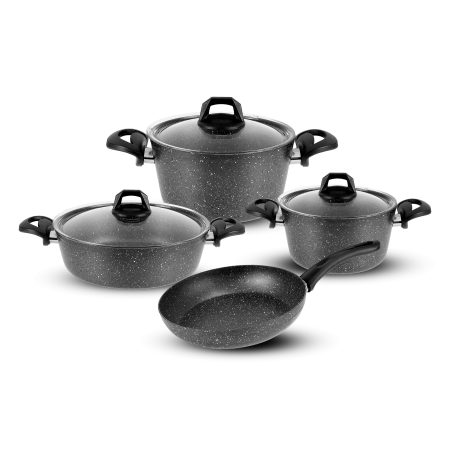 Mycook 7 Parça Koyu Gri Renk Granit Kaplama Tencere Seti
