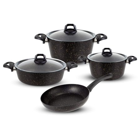 Mycook 7 Parça Siyah Altın 2.50 mm Granit Tencere Seti